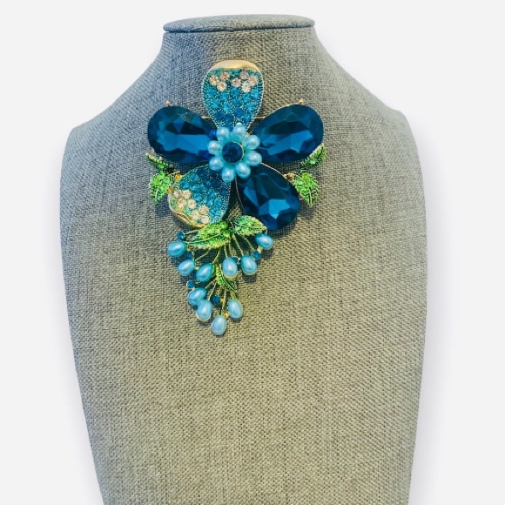 Blue Flower Brooch